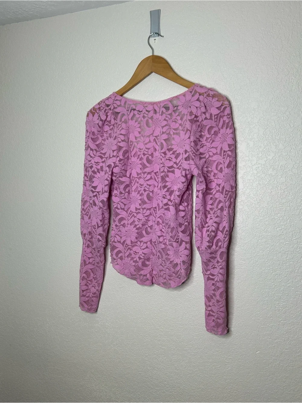 Free People Intimately Lilac Lace Long Sleeve Top